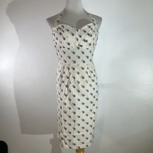 Anthropologie Cream Halter Sheath Midi Dress - Picture 14 of 14
